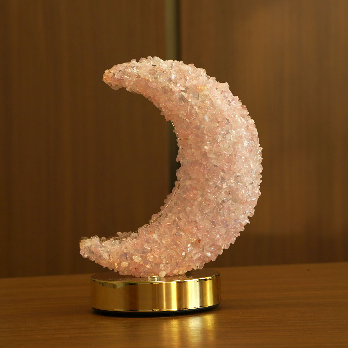 Lampe lune cristal rose