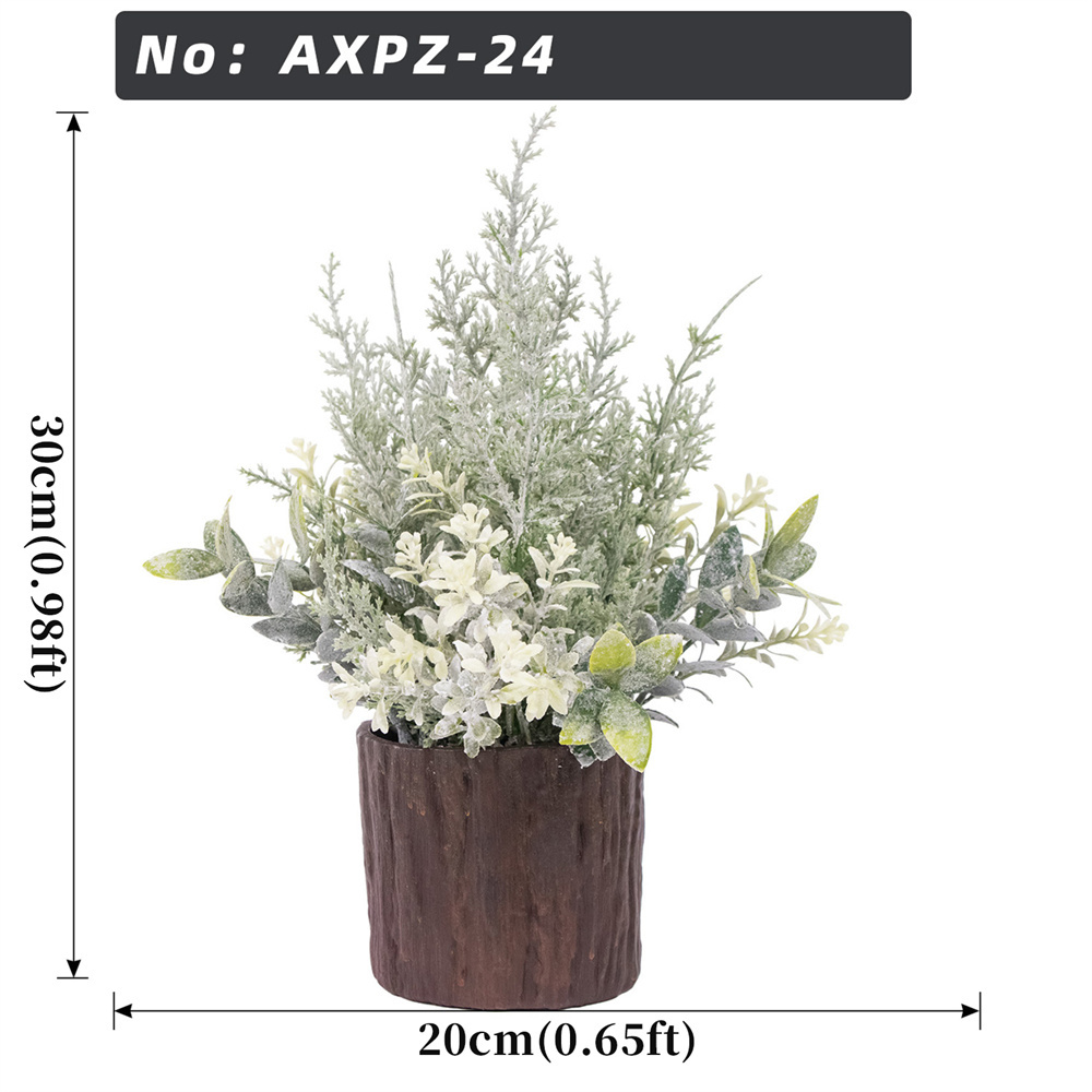 Snow Flocked Pine White Flower Mixed Foliage Christmas Plant