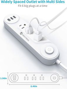 Enchufe de extensión de enchufe múltiple con cable de extensión Usb con interruptor Soporte de PIN de una sola fila CONSIP - Product Image 3
