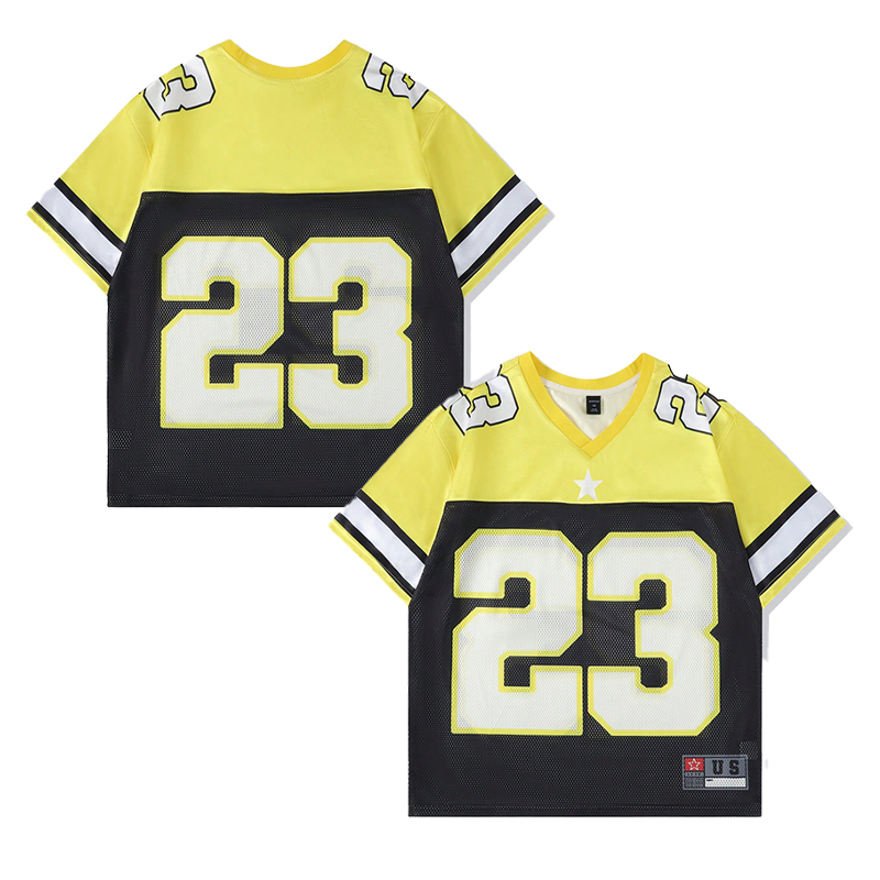 Yellow and black with white characters