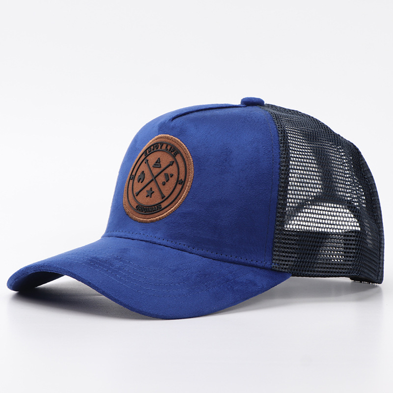 Toppa in pelle scamosciata blu zaffiro