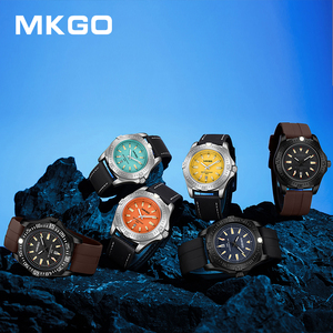 MAKAGO 8014 Casual Chic Men's Quartz Watch Two Straps Option Life Waterproof Auto Date Trendy Fashion Male Wristwatch - Product Image 5