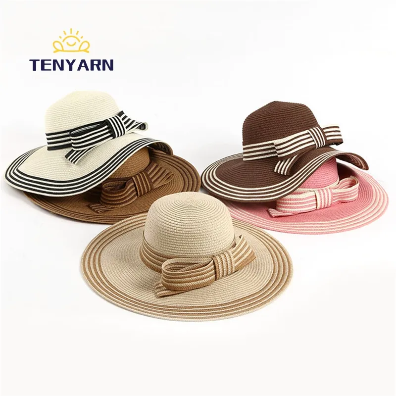 Tenyarn-Sombrero Multicolor para el sol para mujer, gorra de playa de ala ancha, venta al por mayor, China, 2023