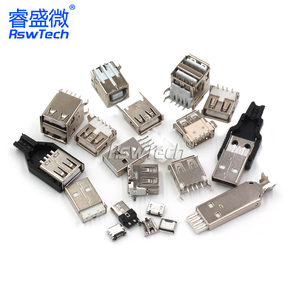 Micro USB A Smt 2.0 5 พินชายปลั๊กตัวเชื่อมต่อชิ้นส่วนโลหะคู่แถวกอง 4Pin หญิง Smd พอร์ตชาร์จ USB Connector ซ็อกเก็ต - Product Image 2