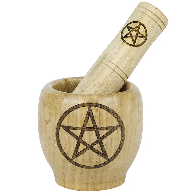 Hot Selling Wood Hand Pentacle Three-phase Goddess Engraved Healing Wooden Masher Mini Garlic Press Masher Crusher Mincer