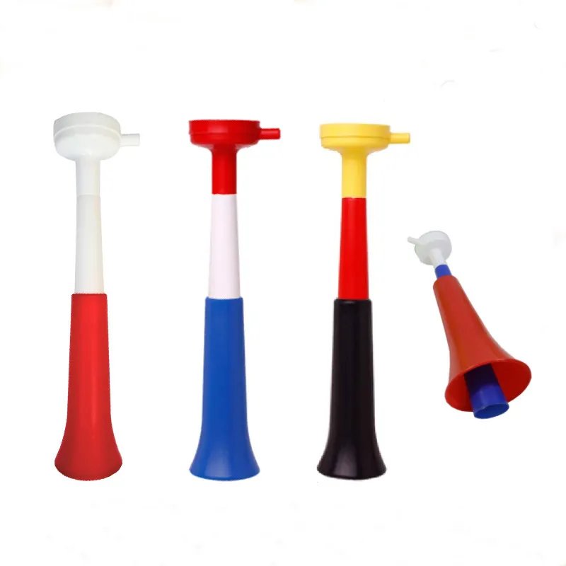 2024 Venta al por mayor Best Seller plástico animando trompeta cuerno Vuvuzela fabricante de ruido para eventos deportivos