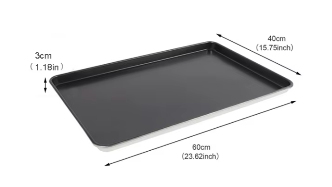 one side Aluminum non-stick coating 60*40*3cm thick 0.8mm 1.35kg
