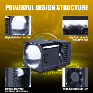 หลอดไฟลำแสงต่ำ110W ขนาดเล็กสว่างมาก1.8นิ้ว LED โปรเจ็คเตอร์มีเลนส์ไฟหน้า LED แบบคู่สำหรับรถยนต์ไฟหน้า HB3 - Product Image 6
