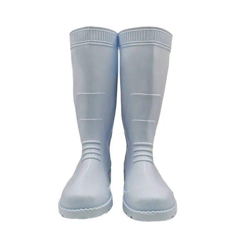 Nuevo diseño, Botas de lluvia blancas para fábrica de alimentos, botas de goma antideslizantes de PVC, sin tela, bluchers interiores de fácil limpieza