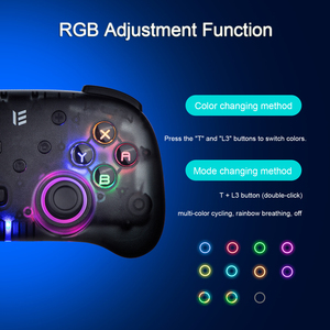 Rgeek ตัวควบคุมไร้สายสำหรับนินเท็นโดสวิตช์ Android iOS 6แกนจอยสติ๊กแบบ Dual vibration สีน้ำเงินเกมแพดเกมคอนโซล
