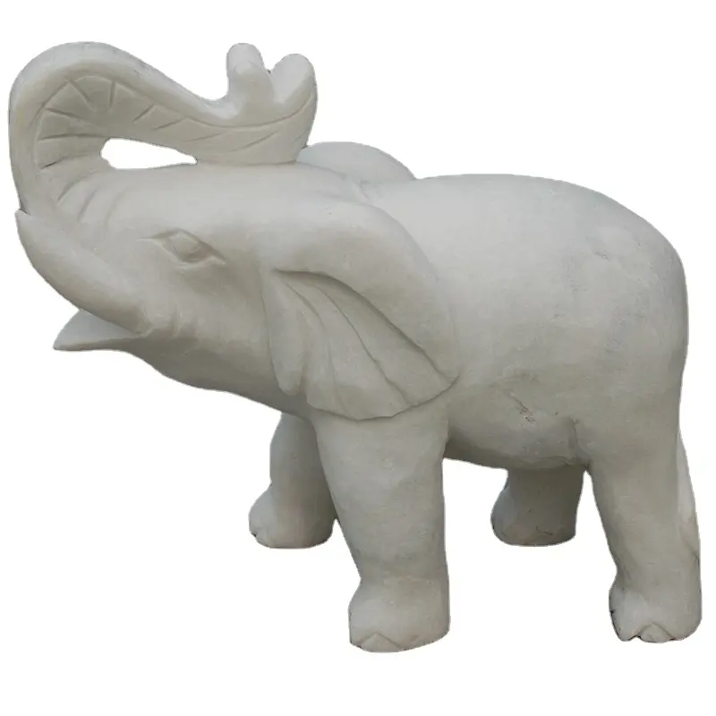 Natuursteen Carving Wit Marmer Onyx Gesneden Olifant Standbeelden Voor Verkoop