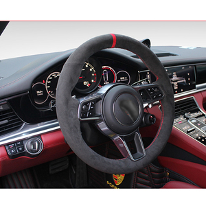 ポルシェ911991 718ボクスター987718ケイマン918スパイダーカイエンマカンパナメーラ用アルカンタラのステアリングホイールカバー - Product Image 1