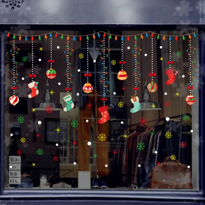 ZY0536B adesivi per finestre natalizie riutilizzabili rimovibili adesivi per fiocchi di neve per decorazioni per decalcomanie natalizie con fiocco di neve per le vacanze in vetro
