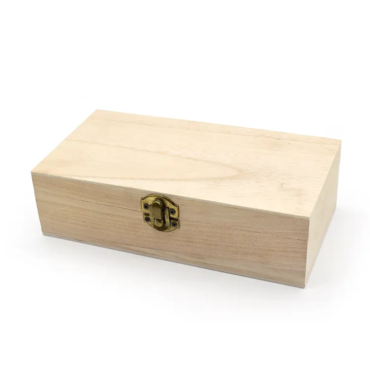 Caja de almacenamiento decorativa con logotipo personalizado, joyero de madera con tapa bisagras