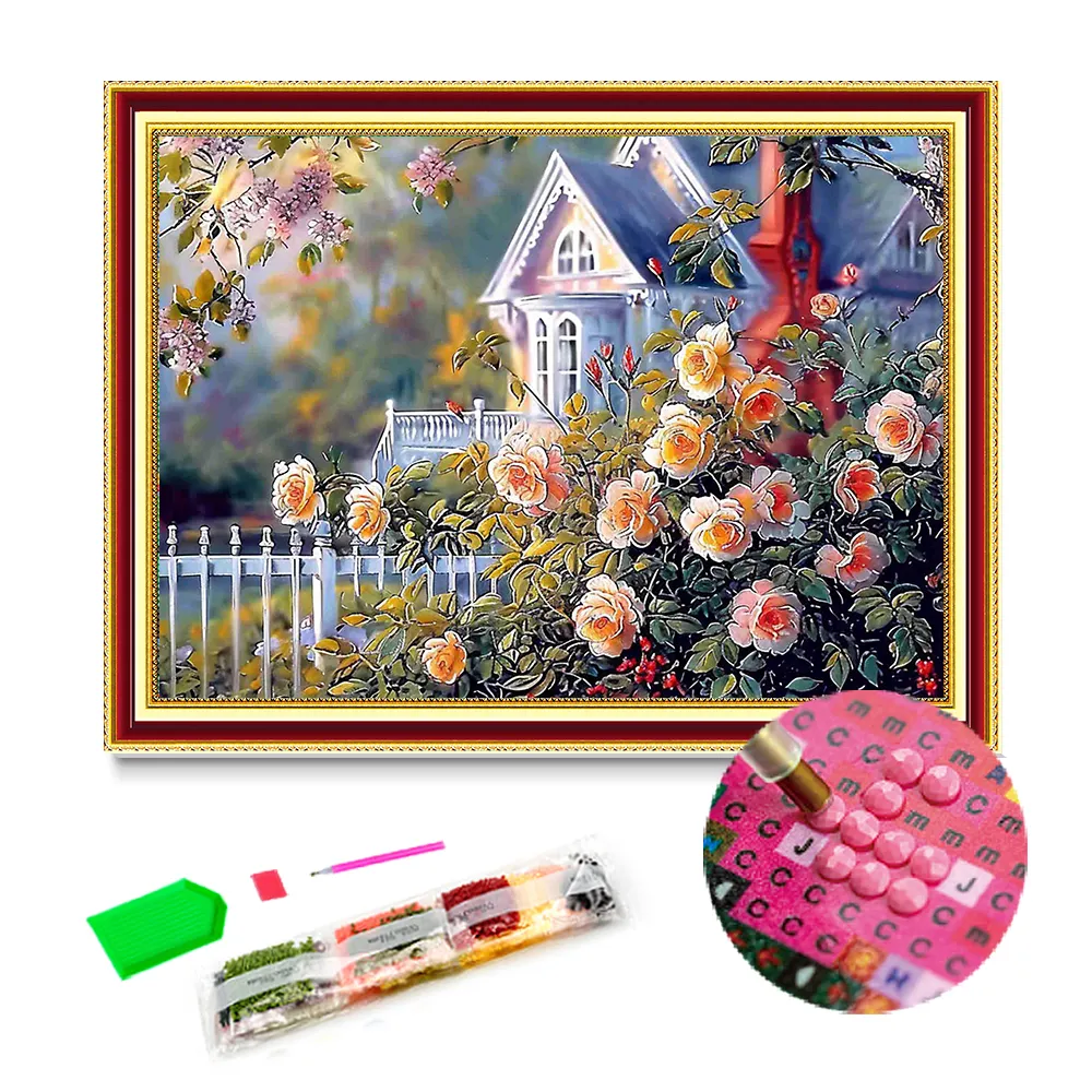 Kit de pintura de parede com diamantes Diy para casa, kit de flores 5D com cristal e strass, desenho de flores, desenhos e desenhos