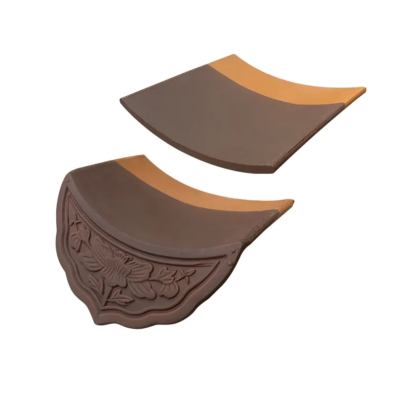 Tejas de estilo japonés de color marrón personalizables esmaltadas para el diseño clásico de edificios de villas