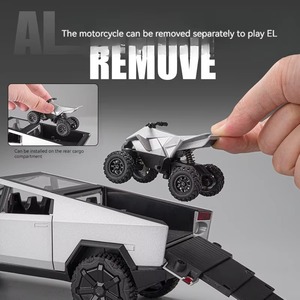 Diecast Alloy <strong>Model</strong> Car 1:24 Tsla Cybertruck Pickup Alloy Car <strong>Model</strong> With Sound and Light Pullback With ATV Decorate Metal <strong>Model</strong> - Product Image 4