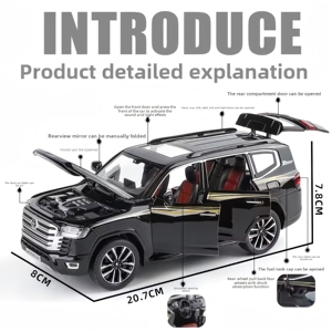 Hakiki yetki 1/24 70th Land Cruiser LC300 alaşım araba modeli ses ışık koleksiyonu ile çocuk oyuncak - Product Image 6