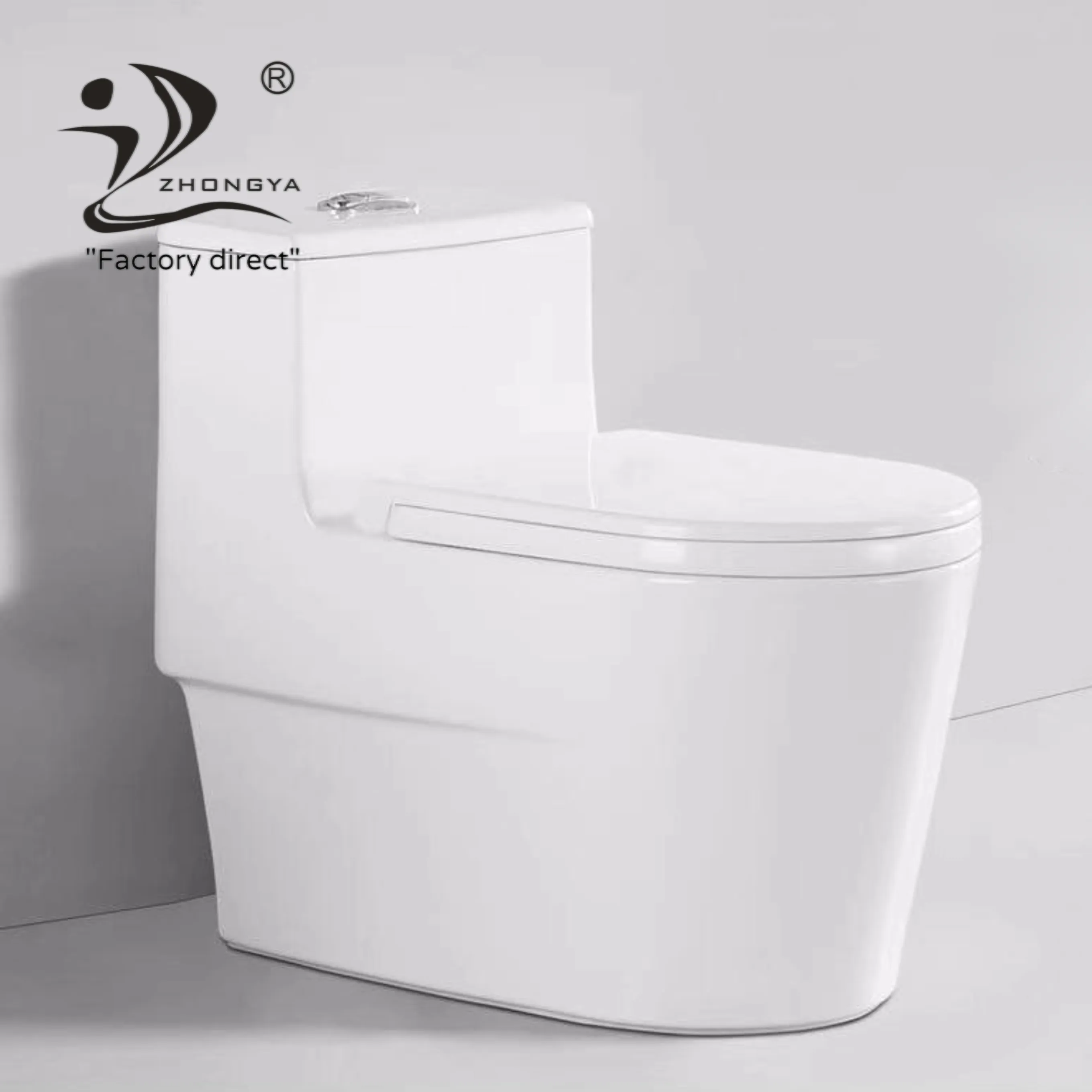 ZHONGYA produttore nuovo design in ceramica bianco sifone WC bagno adatto a persone leggermente grasse WC monoblocco allungato