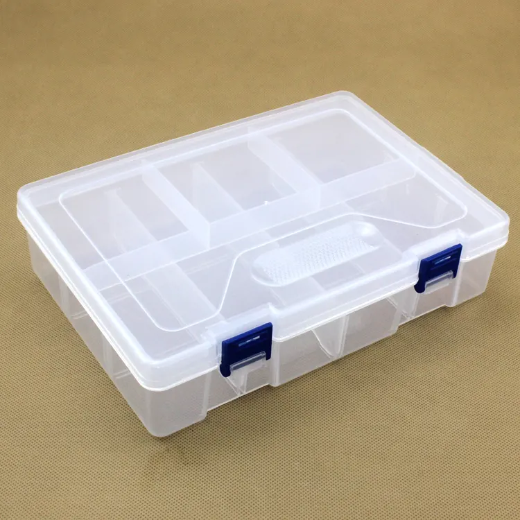 D006 kotak kemasan plastik penyimpanan alat tulis stiker kotak manik transparan pp lapisan ganda 8-grid