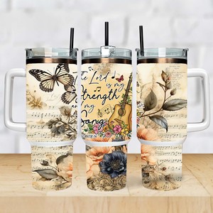 Custom Bible Verse Inspirational Faith Luke <strong>1</strong>:37 Cross Full Wrap 40oz Tumbler with Handle and Straw Tumbler <strong>Cup</strong> - Product Image 4