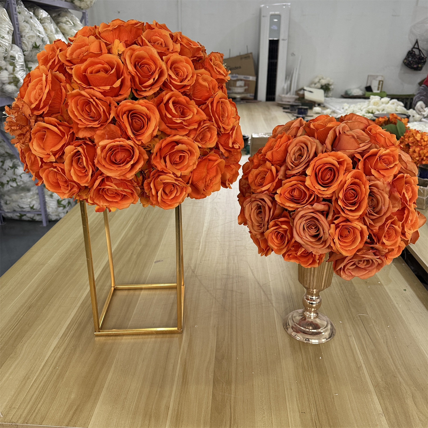 Boule fleur orange brûlée de 50cm