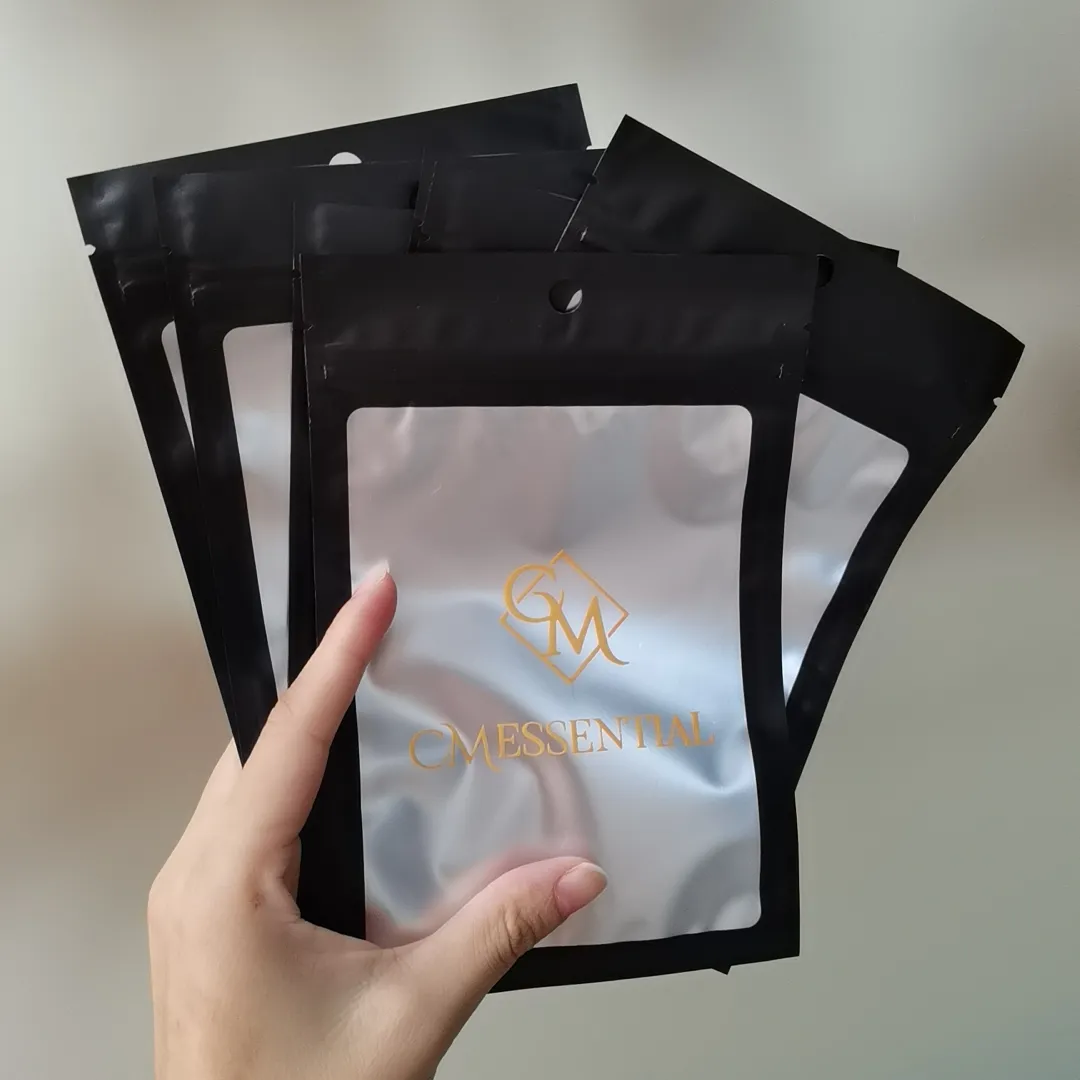 Custom Multicolor Resealable Foil Plastic Packaging Mylar Ziplock Bags With Window and Hanging Hole