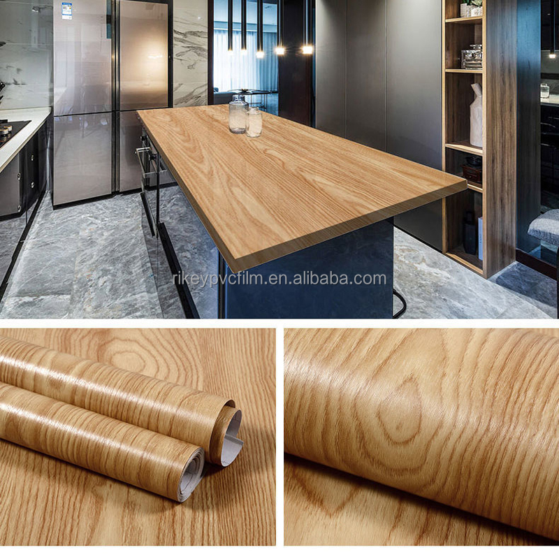 Korean Minimalist PVC Wood Grain Foil Lamination Film For Desk Table Factory Vinyl Films For Furniture Wholesale Manufacture