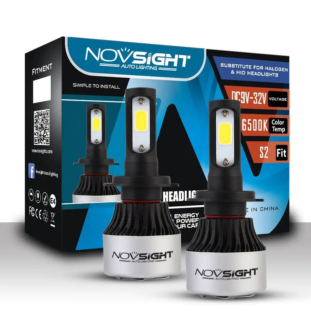 Nighteye S2 Cob Car Headlight H1 H4 H7 H13 H11 72w 9200lm High Power Led Headlight Bulbs For Car