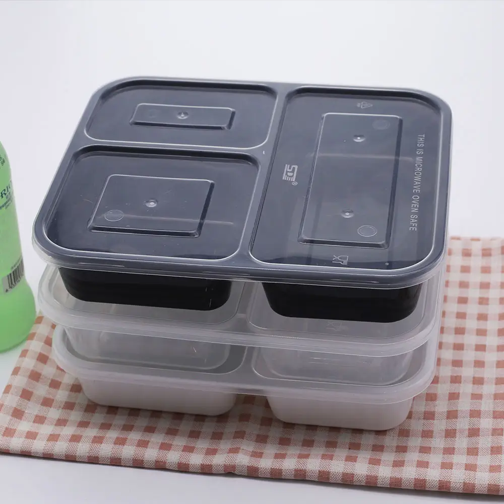 1000ml usa e getta zuppa di alimentare utilizzato contenitore di plastica di plastica scatola di immagazzinaggio di compartmental con divisori