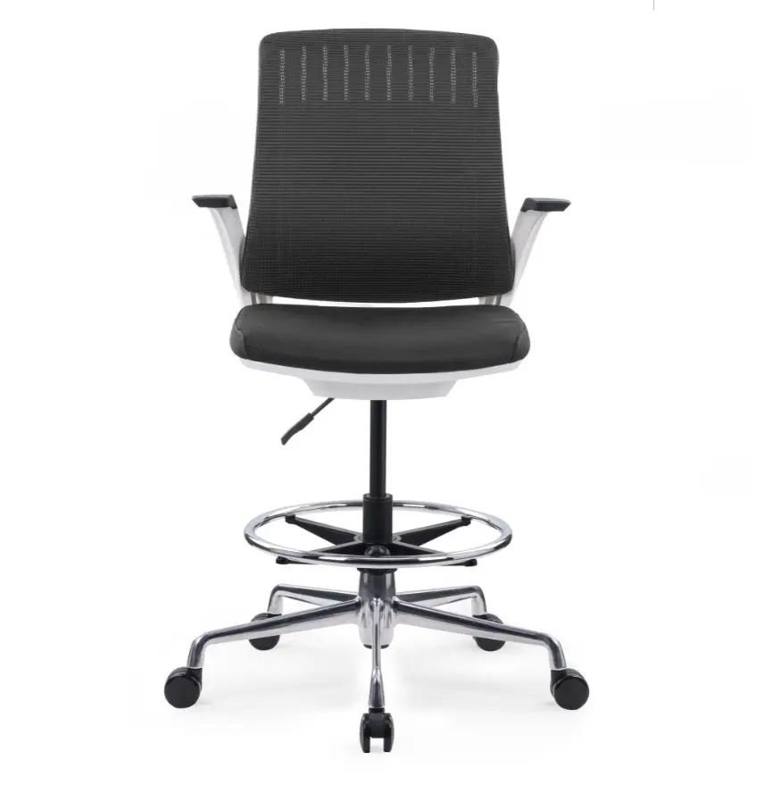 Muebles de oficina de altura ajustable, silla giratoria de malla alta con reposapiés para escritorio de pie