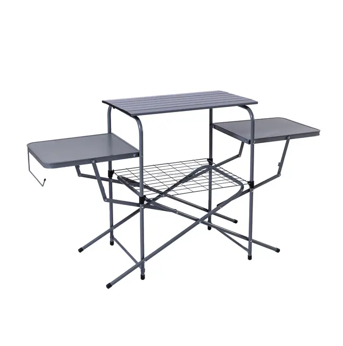 Piquenique BBQ Long Fold Up Mesa De Acampamento Dobrável De Aço E Conjunto De Cadeiras