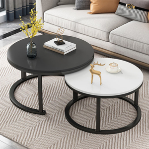Bent Black Gold Metal Side Glass Marble Stone Mdf Wood Contemporary Round Nesting Coffee <strong>Table</strong> Nest of <strong>3</strong> <strong>Table</strong> <strong>Set</strong> Nesting <strong>Table</strong> - Product Image 5