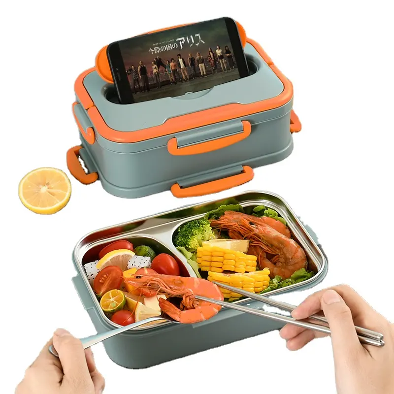 New Design Insulated For Eco Metal Kitchen Food Storage Container With Removable Compartment 1200Ml Self Heating Lunch Box