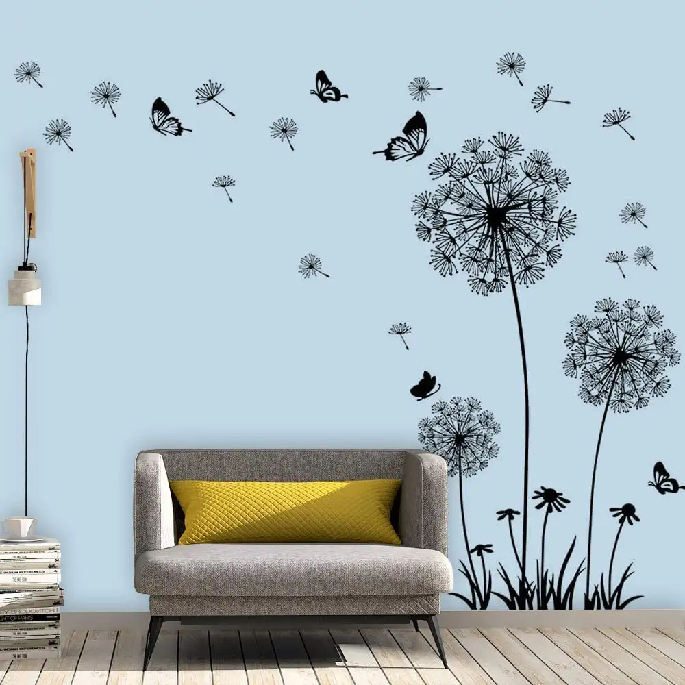 Adesivo de parede de flores coloridas personalizado, adesivos de parede de flores românticas 3d de fundo de parede tamanho grande