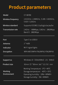 COMFAST BE6500 IEEE802.11BE USB3.0 RTL8912AU Chipset scheda di rete del Computer WiFi7 adattatore Dongle - Product Image 3