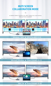 USB C至双HDMI适配器4K60Hz，用于双显示器的C型HDMI适配器，带USB和100W PD充电适配器，用于笔记本电脑 - Product Image 4