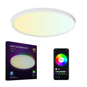 モダンな超薄型RGB LED天井ライト調整可能ラウンドフラッシュマウント付きBluetooth制御家庭用トライプルーフ - Product Image 2