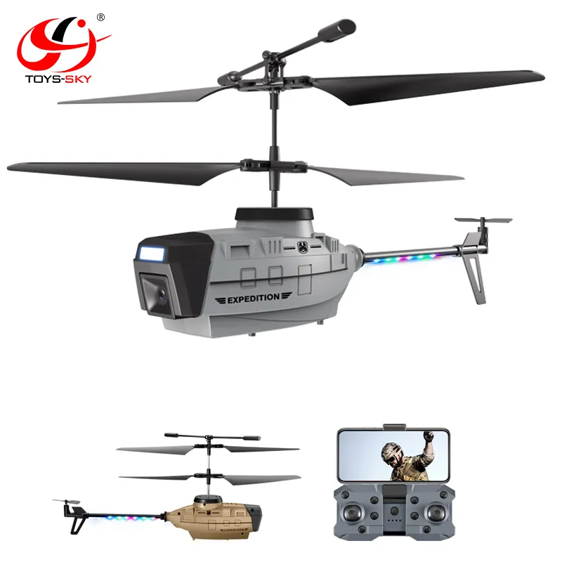 Elicottero telecomando RC doppia fotocamera con induzione evitamento degli ostacoli in volo giocattoli con luci colorate