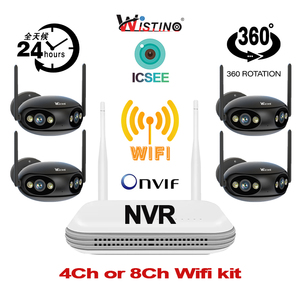 Wistino 8MP 4Ch Juego de cámara inalámbrica Rotación de 180 grados Detección de movimiento Alarma Color Visión nocturna Sistema de cámara de seguridad - Product Image 1