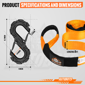Autobots độ bền kéo cao kéo dây đeo xe trailer phục hồi dây với gia cố mắt Vòng OEM/ODM offroad xe kéo vành đai - Product Image 2