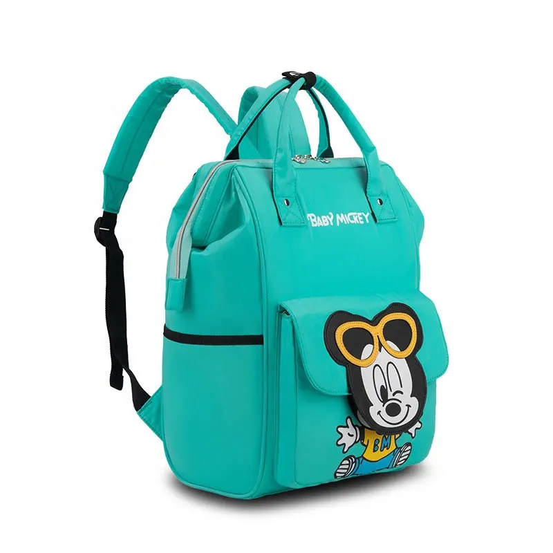 Di Mickey Minnie moda impresso colorido nylon poliéster duplo ombro mãe bebê fralda sacos mochila