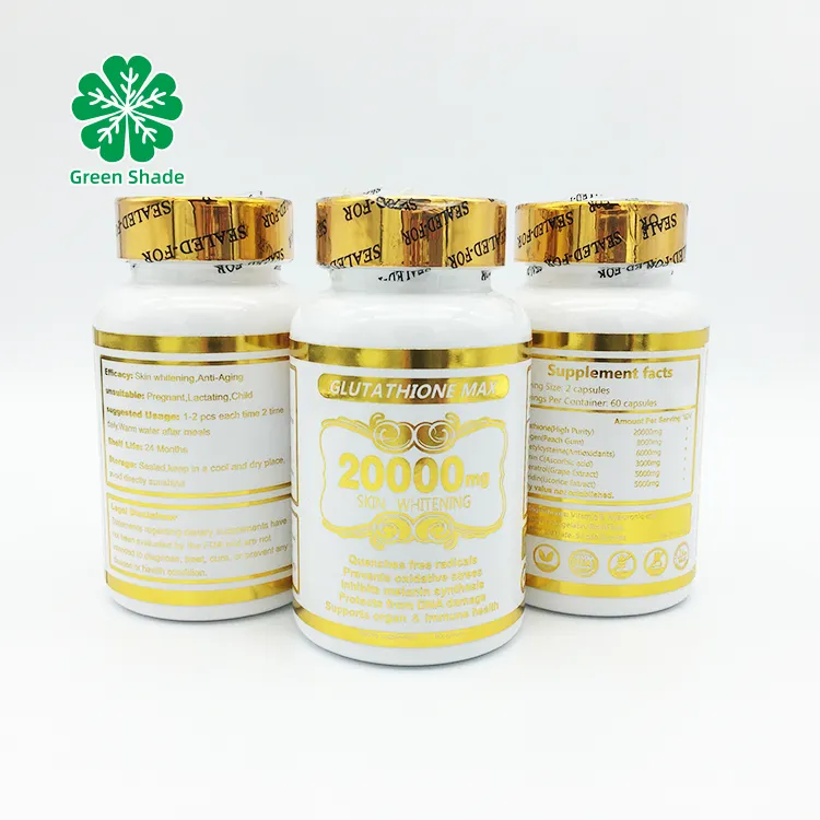 Top Seller Private Logo 20000mg glutathione Collagen Vitamin C Capsule Super Skin Whitening glutathione Gold Capsules