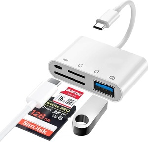 4 in 1 USB-Cポートハブコンバータ読み取りカメラメモリーカードSD TFカードサポートUSB Cデバイス用USB 3.0高速充電 - Product Image 1