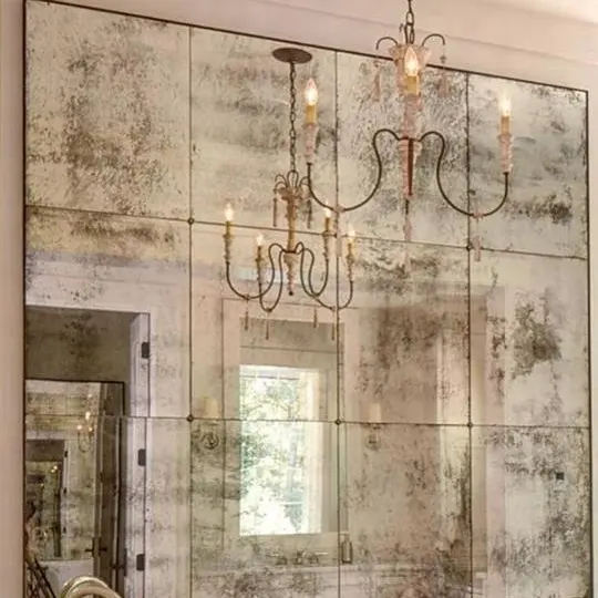 مرآة عصرية عتيقة من الزجاج والنحاس مرآة عتيقة للجدار لوحة مرآة للزينة ديكور جدران
