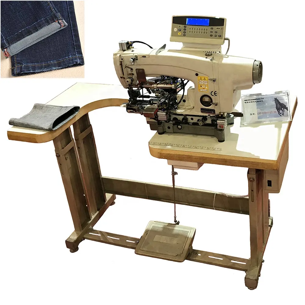 Máquina de coser con dobladillo para pantalones vaqueros, cortadora de hilo