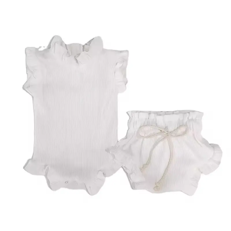 Conjunto de roupa e shorts de bebê com orelha de madeira manga curta para peido, roupa de curtir para bebês