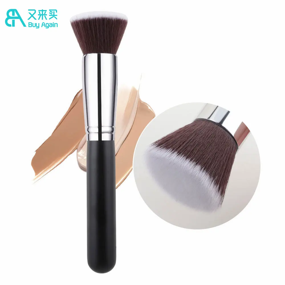 wholesale custom logo best foundation makeup brush high quality professional liquid buffer angled flat top foundation brush