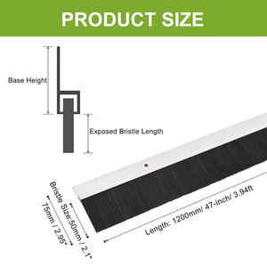 Door Bottom Sweep PP Hair Aluminum Alloy Sweep <strong>Seal</strong> Sliding Door Brush <strong>Seal</strong> <strong>Strip</strong> Easy Mounting Thresholds Sweep For Replacement