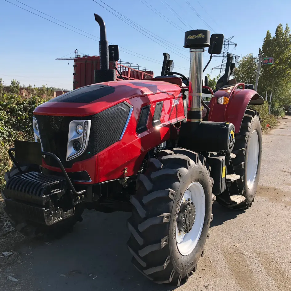 Tracteur agricole de grande taille 120 cheval, robuste, avec barre roulante et toit, prix d'usine